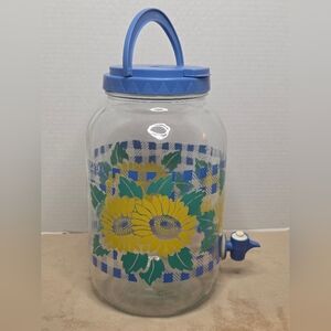 Vintage Coe Coordinates Sunflower Glass 1 Gallon Pitcher